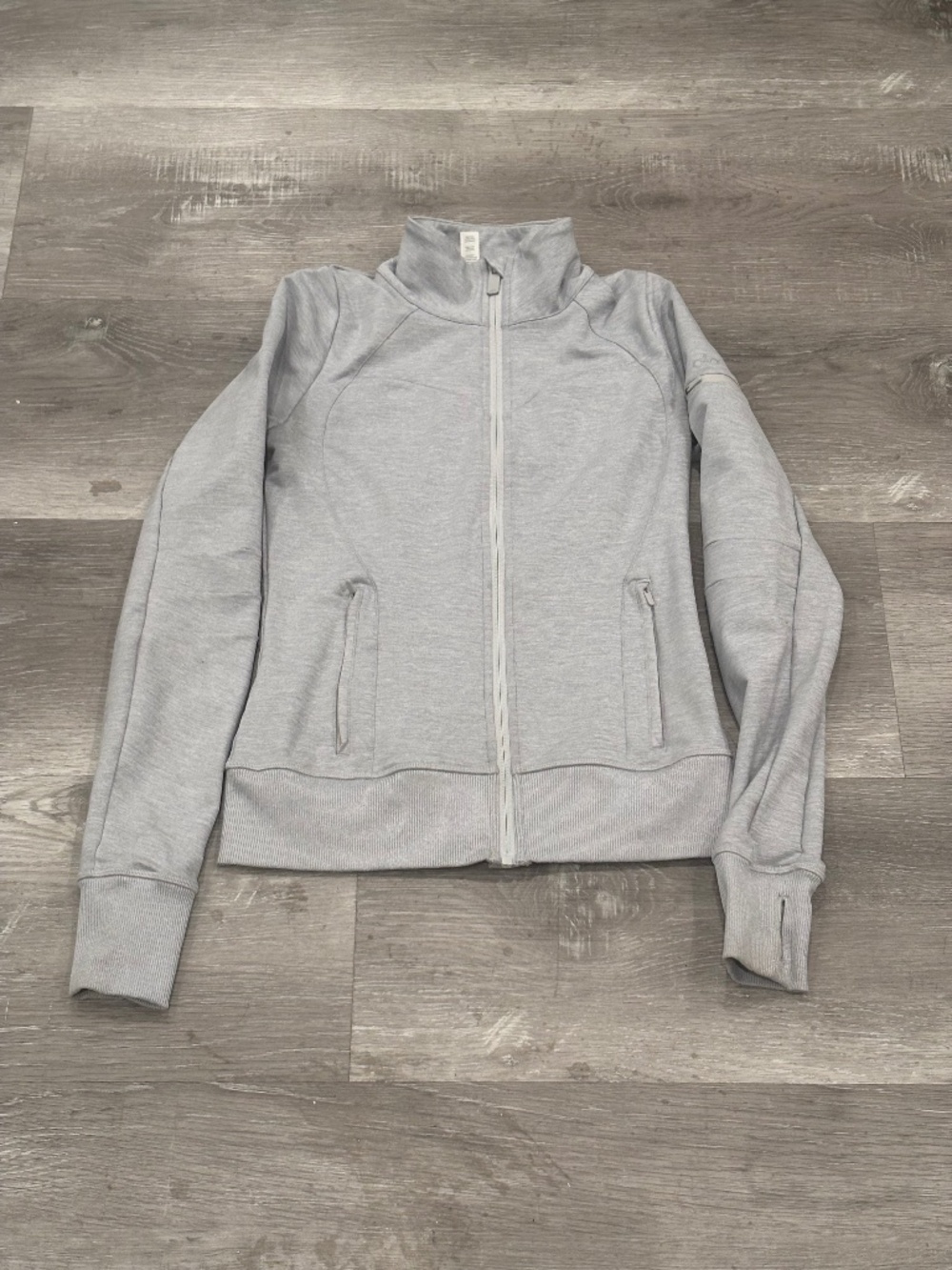 Alo Yoga Gray Contour Full Zip Jacket XS Thumbhole Athletic Track Jacket